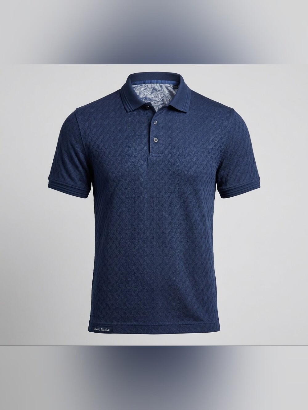 Robert Graham Elias Jacquard Polo Shirt Blue Sz XL